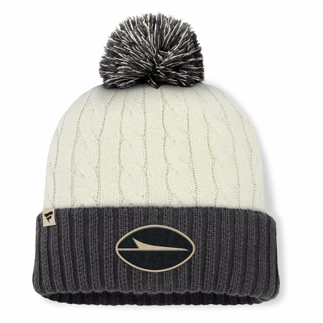New York Jets Women's Coaxial Cuffed Knit Hat with Pom - Cream on sale