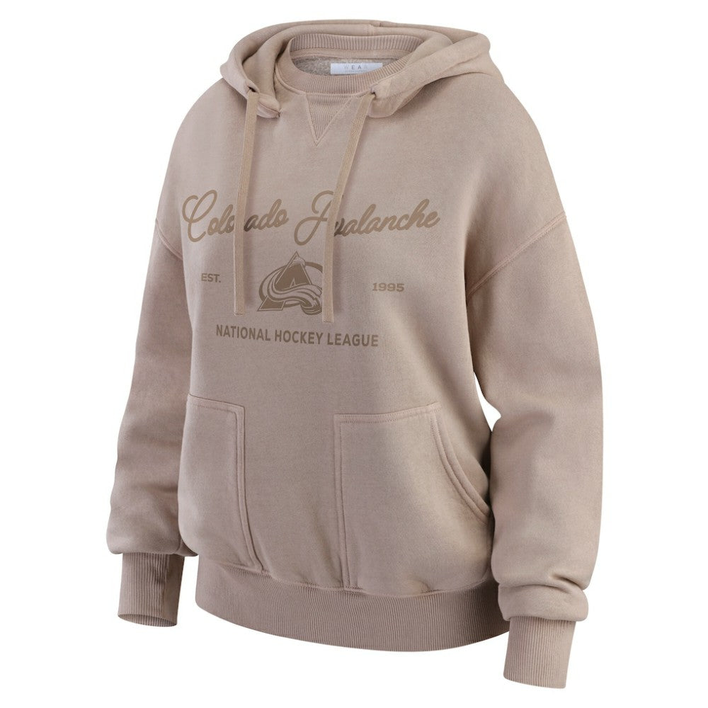 Colorado Avalanche WEAR by Erin Andrews Women's Washed Pullover Crewdie - Tan Pullover