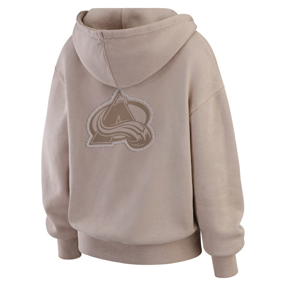 Colorado Avalanche WEAR by Erin Andrews Women's Washed Pullover Crewdie - Tan Pullover