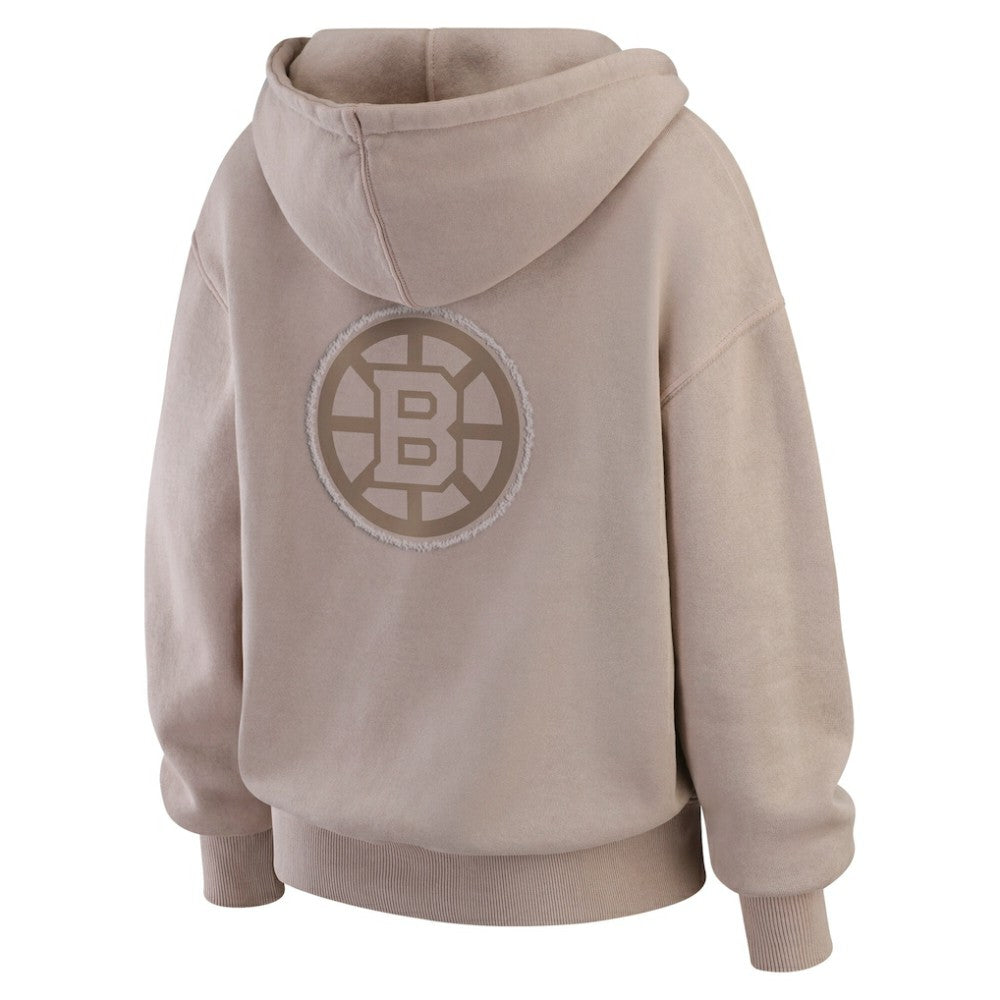 Boston Bruins WEAR by Erin Andrews Women's Washed Pullover Crewdie - Tan Pullover