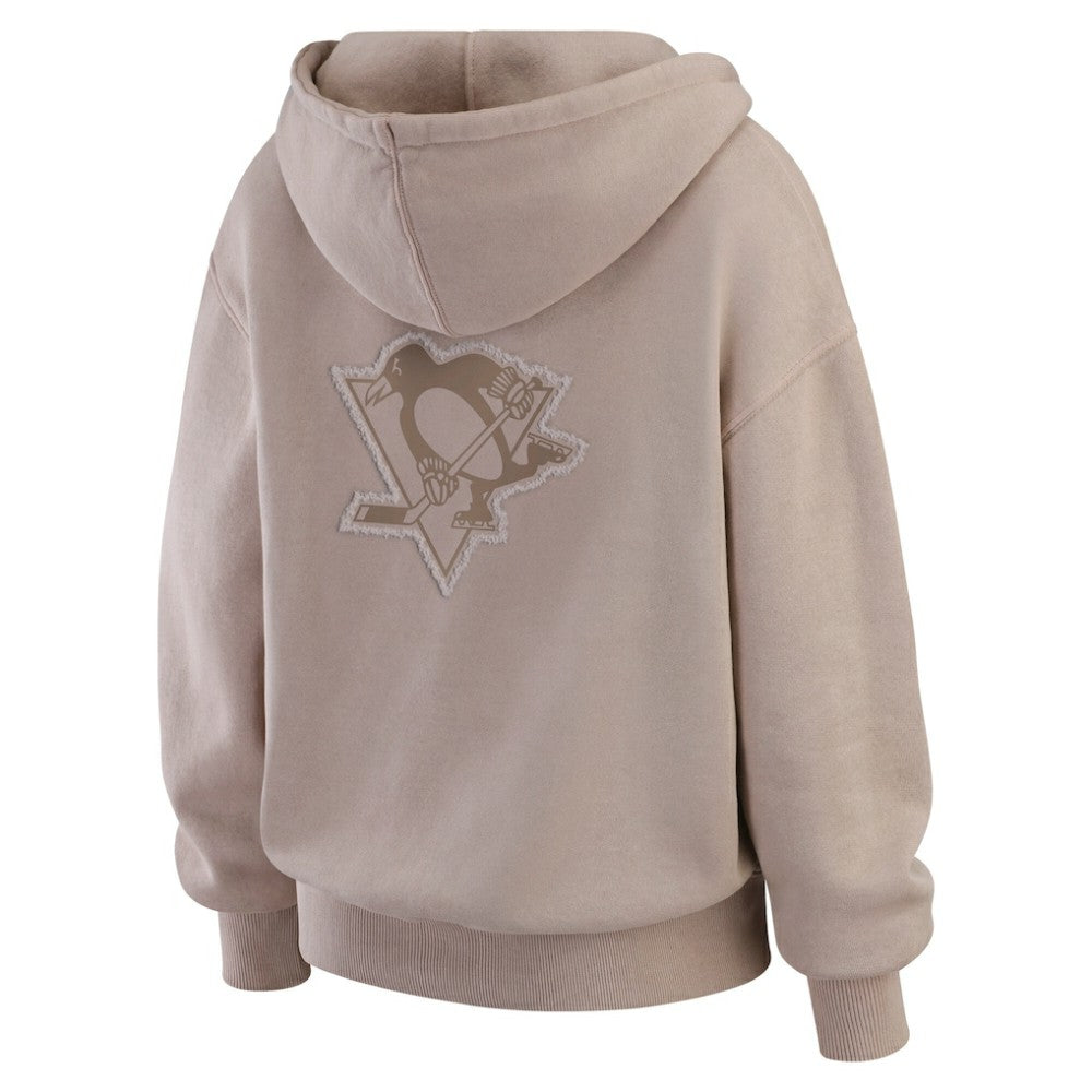 Pittsburgh Penguins WEAR by Erin Andrews Women's Washed Pullover Crewdie - Tan Pullover