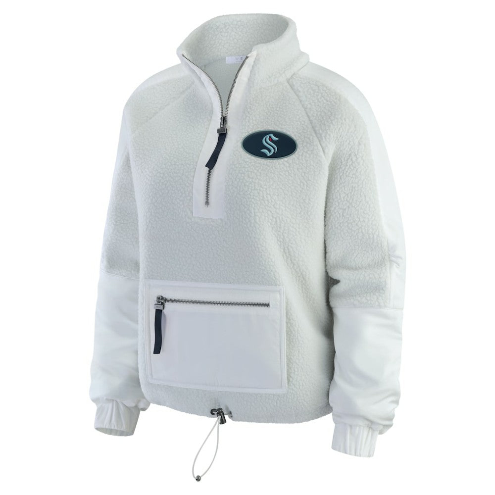 Seattle Kraken WEAR by Erin Andrews Women's Polar Fleece Quarter-Zip Jacket - Gray Jackets