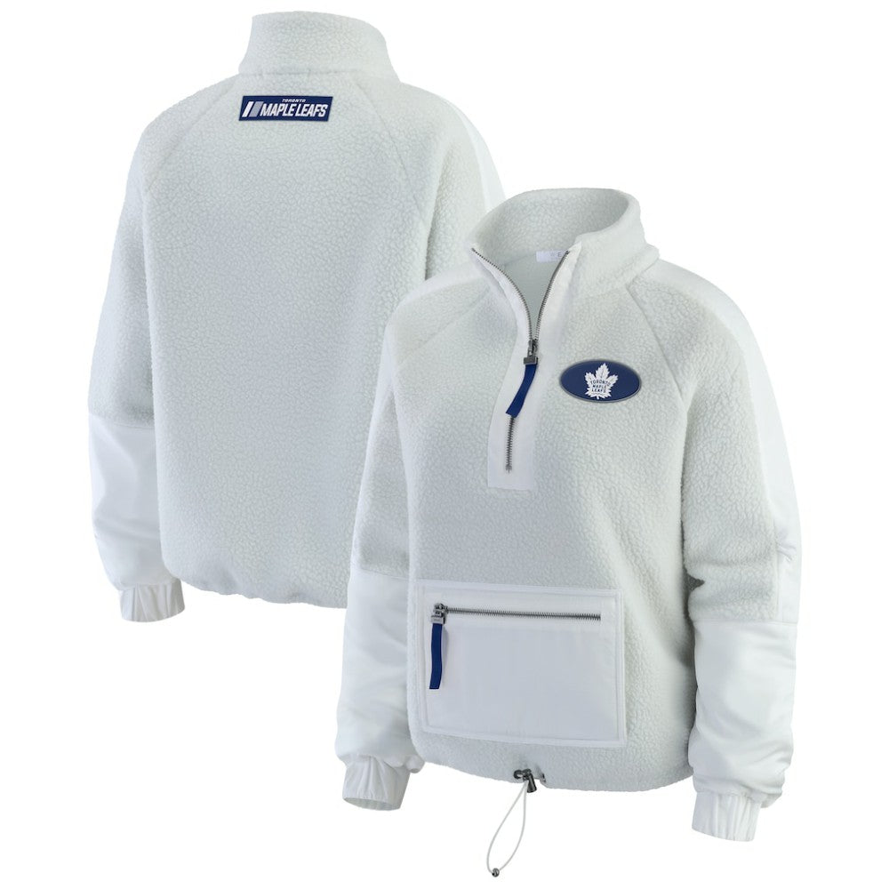 Toronto Maple Leafs WEAR by Erin Andrews Women's Polar Fleece Quarter-Zip Jacket - Gray Jackets
