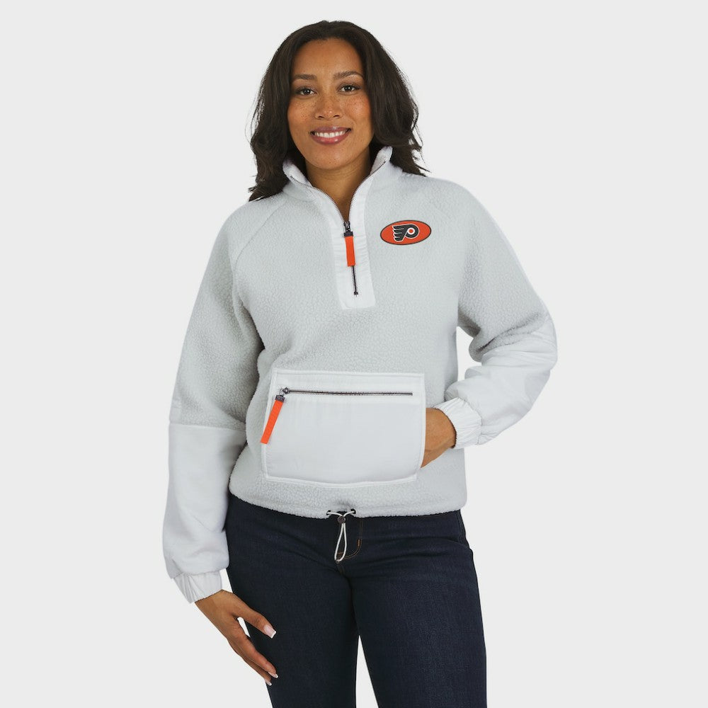 Philadelphia Flyers WEAR by Erin Andrews Women's Polar Fleece Quarter-Zip Jacket - Gray Jackets