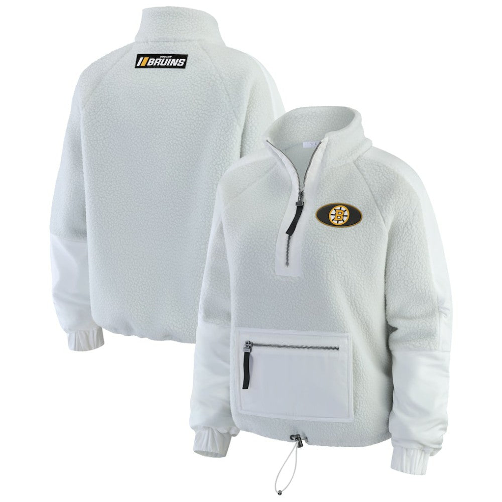 Boston Bruins WEAR by Erin Andrews Women's Polar Fleece Quarter-Zip Jacket - Gray Jackets