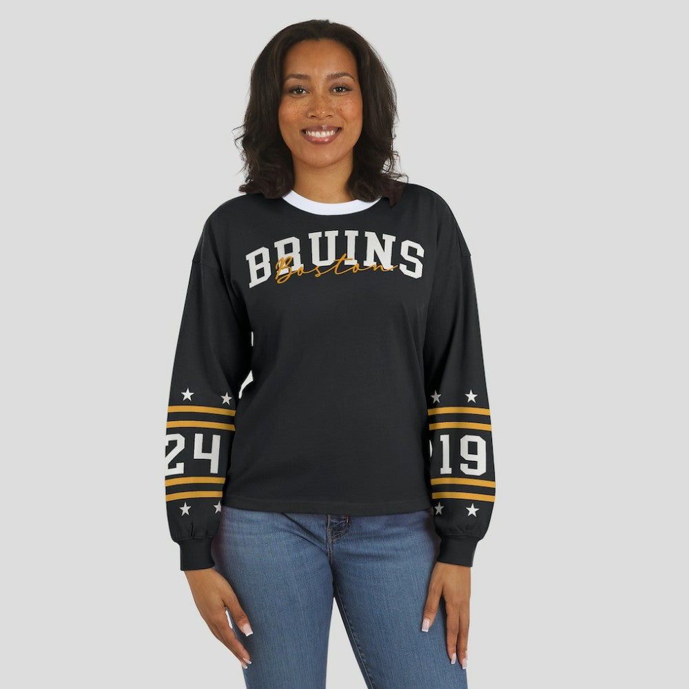 Boston Bruins WEAR by Erin Andrews Women's Long-Sleeve Sport T-Shirt - Black T-shirts