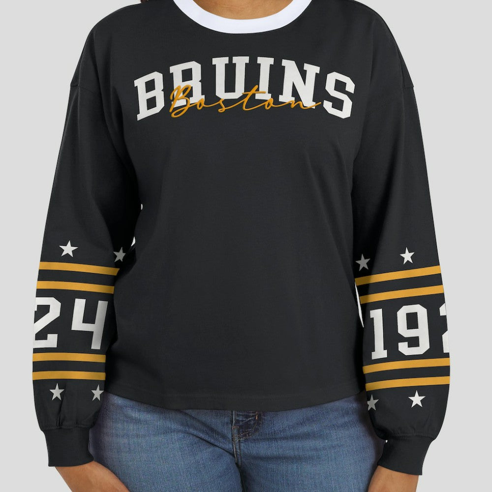 Boston Bruins WEAR by Erin Andrews Women's Long-Sleeve Sport T-Shirt - Black T-shirts