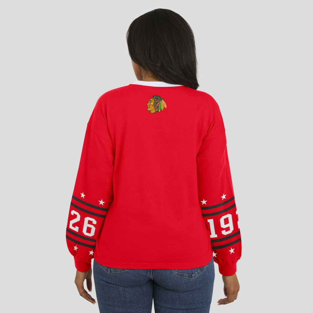 Chicago Blackhawks WEAR by Erin Andrews Women's Long-Sleeve Sport T-Shirt - Red T-shirts