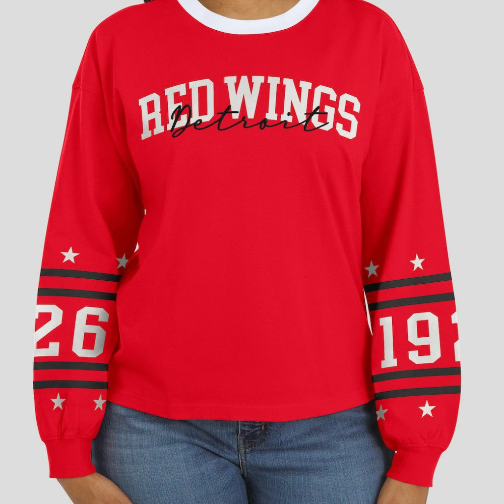 Detroit Red Wings WEAR by Erin Andrews Women's Long-Sleeve Sport T-Shirt - Red T-shirts