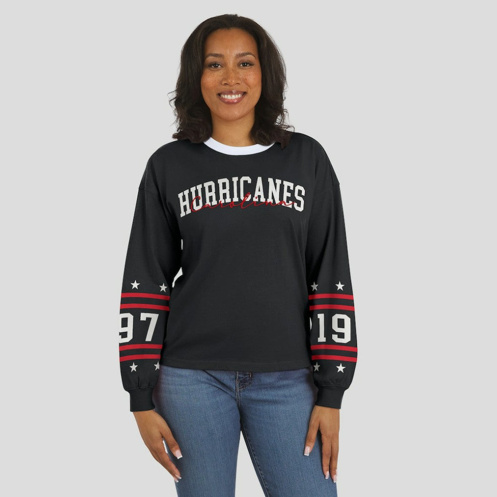 Carolina Hurricanes WEAR by Erin Andrews Women's Long-Sleeve Sport T-Shirt - Black T-shirts