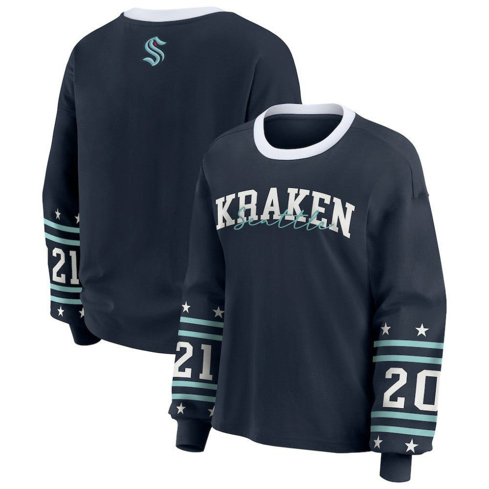 Seattle Kraken WEAR by Erin Andrews Women's Long-Sleeve Sport T-Shirt - Deep Sea Blue T-shirts