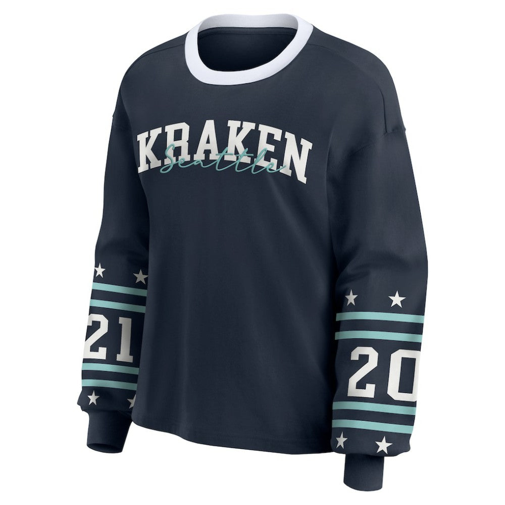 Seattle Kraken WEAR by Erin Andrews Women's Long-Sleeve Sport T-Shirt - Deep Sea Blue T-shirts