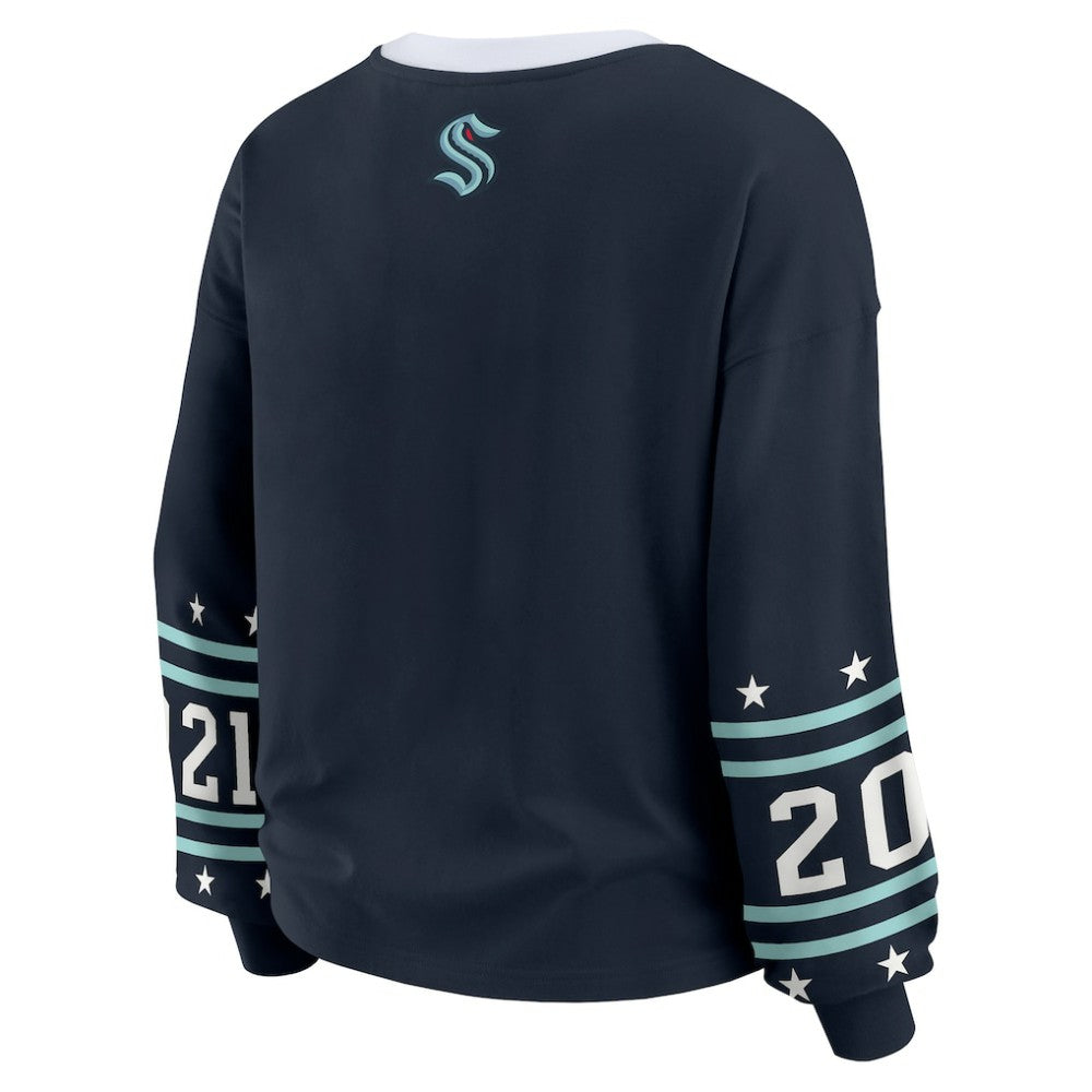 Seattle Kraken WEAR by Erin Andrews Women's Long-Sleeve Sport T-Shirt - Deep Sea Blue T-shirts