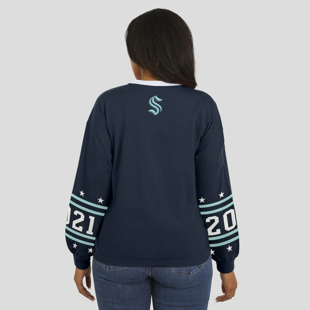 Seattle Kraken WEAR by Erin Andrews Women's Long-Sleeve Sport T-Shirt - Deep Sea Blue T-shirts