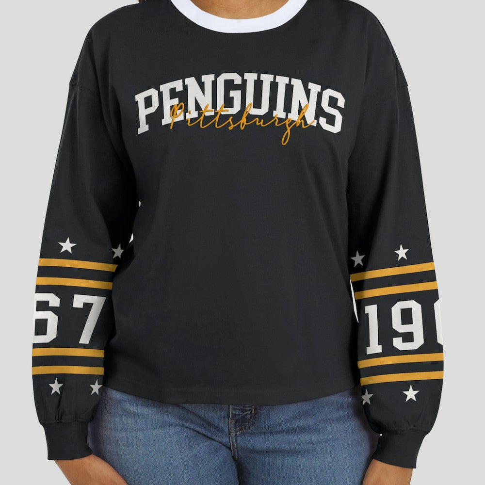 Pittsburgh Penguins WEAR by Erin Andrews Women's Long-Sleeve Sport T-Shirt - Black T-shirts