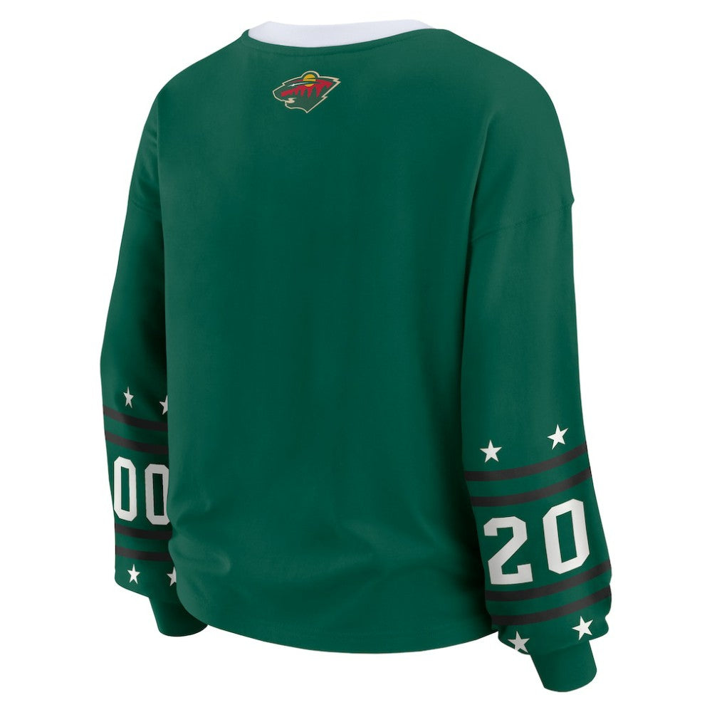 Minnesota Wild WEAR by Erin Andrews Women's Long-Sleeve Sport T-Shirt - Green T-shirts