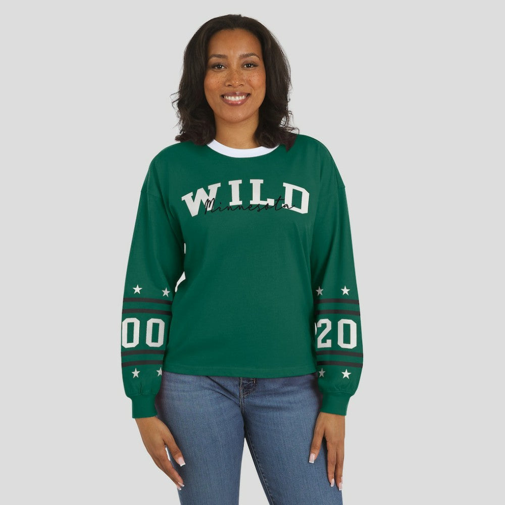 Minnesota Wild WEAR by Erin Andrews Women's Long-Sleeve Sport T-Shirt - Green T-shirts