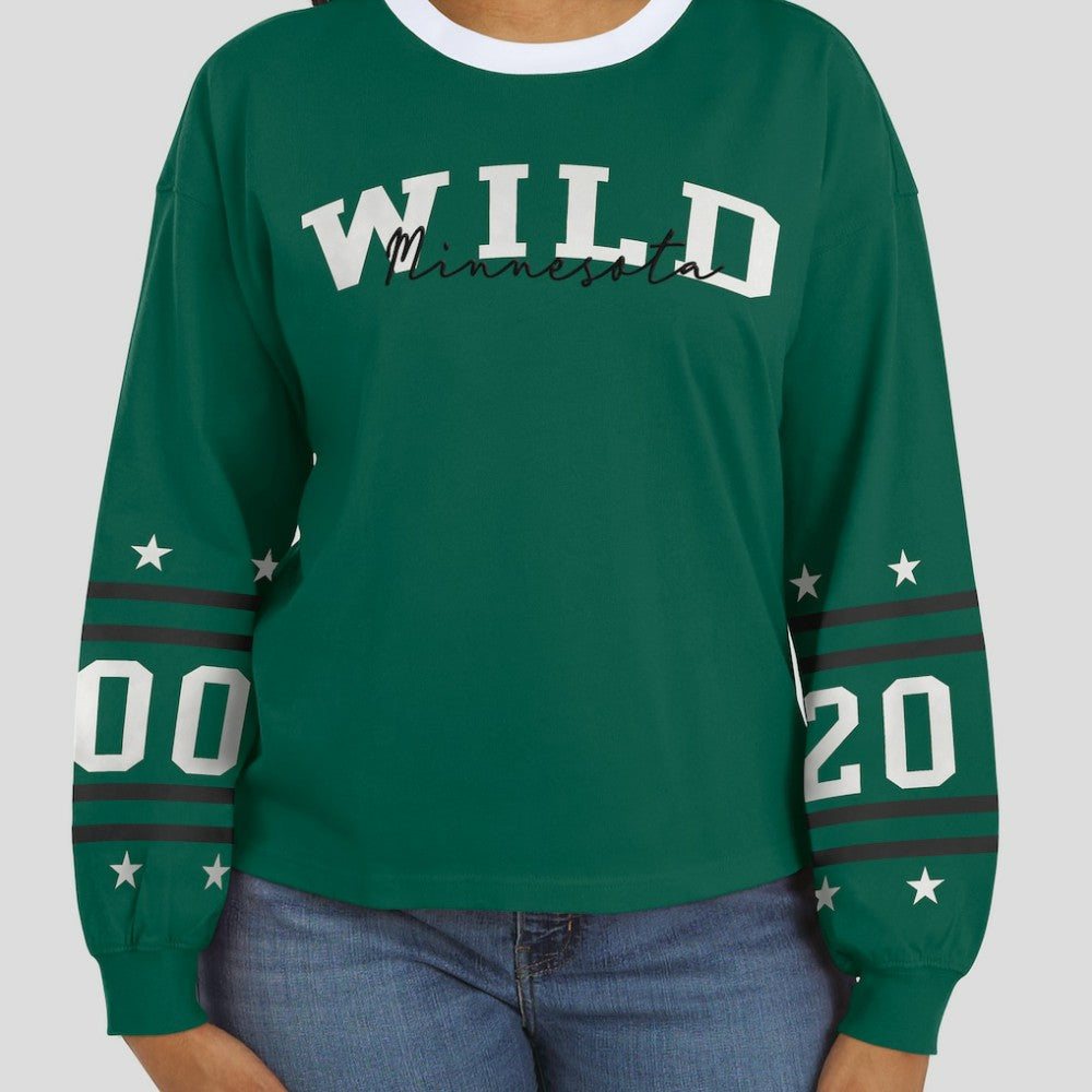 Minnesota Wild WEAR by Erin Andrews Women's Long-Sleeve Sport T-Shirt - Green T-shirts