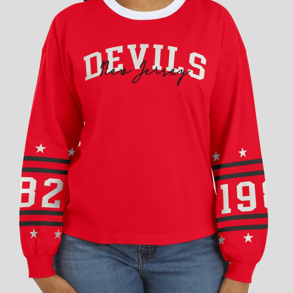 New Jersey Devils WEAR by Erin Andrews Women's Long-Sleeve Sport T-Shirt - Red T-shirts
