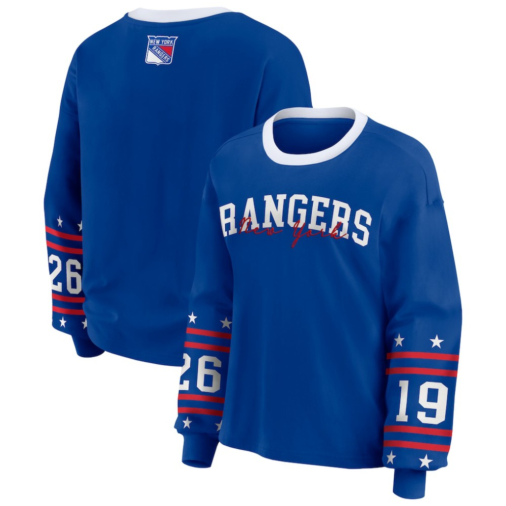 New York Rangers WEAR by Erin Andrews Women's Long-Sleeve Sport T-Shirt - Blue T-shirts