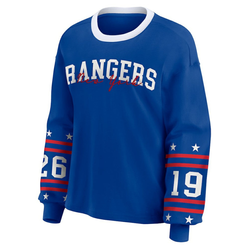 New York Rangers WEAR by Erin Andrews Women's Long-Sleeve Sport T-Shirt - Blue T-shirts