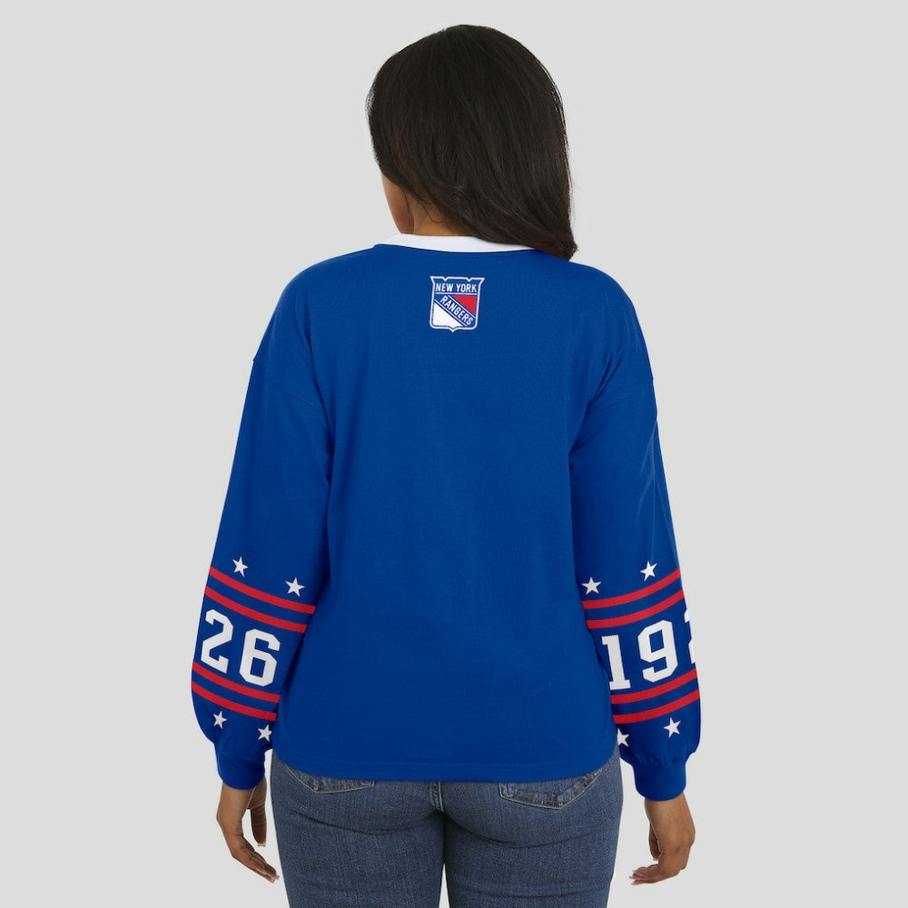 New York Rangers WEAR by Erin Andrews Women's Long-Sleeve Sport T-Shirt - Blue T-shirts