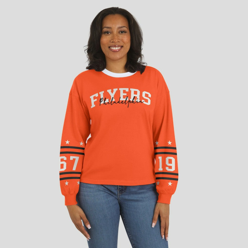 Philadelphia Flyers WEAR by Erin Andrews Women's Long-Sleeve Sport T-Shirt - Orange T-shirts