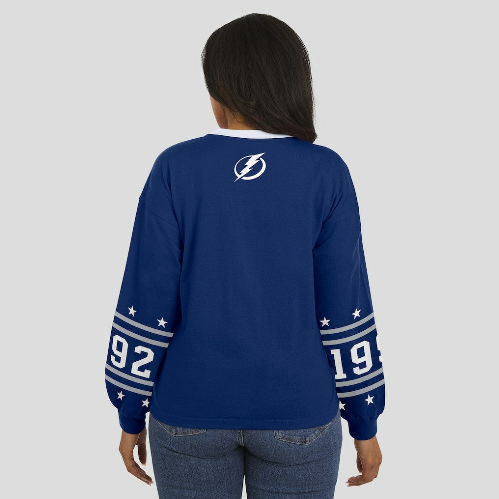 Tampa Bay Lightning WEAR by Erin Andrews Women's Long-Sleeve Sport T-Shirt - Blue T-shirts