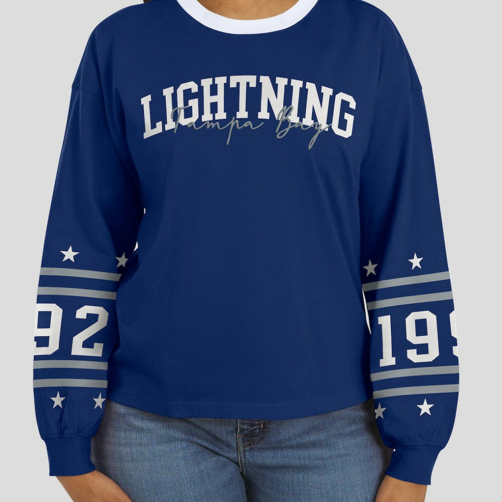 Tampa Bay Lightning WEAR by Erin Andrews Women's Long-Sleeve Sport T-Shirt - Blue T-shirts