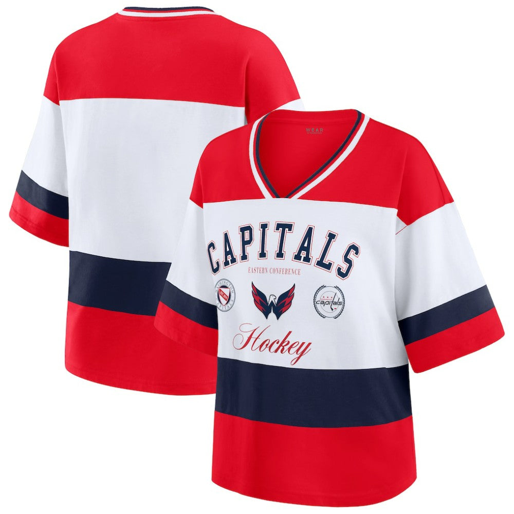Washington Capitals WEAR by Erin Andrews Women's Jersey Style Tee - Red/White Jerseys