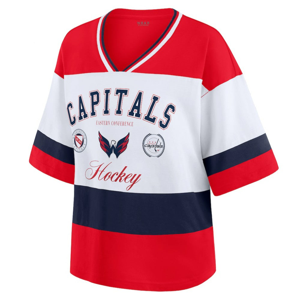 Washington Capitals WEAR by Erin Andrews Women's Jersey Style Tee - Red/White Jerseys
