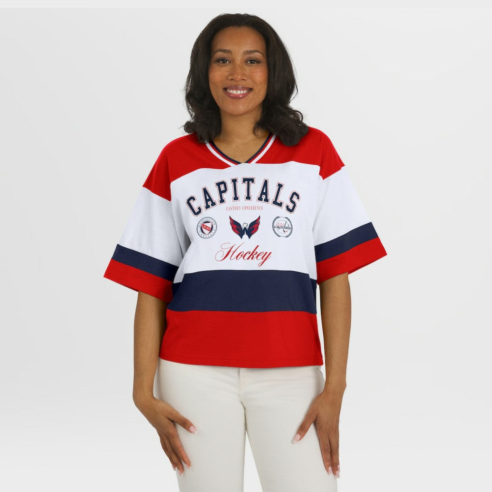 Washington Capitals WEAR by Erin Andrews Women's Jersey Style Tee - Red/White Jerseys