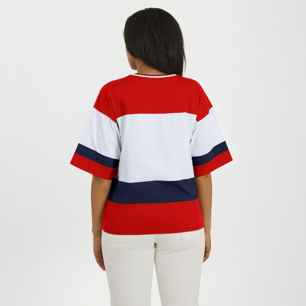 Washington Capitals WEAR by Erin Andrews Women's Jersey Style Tee - Red/White Jerseys