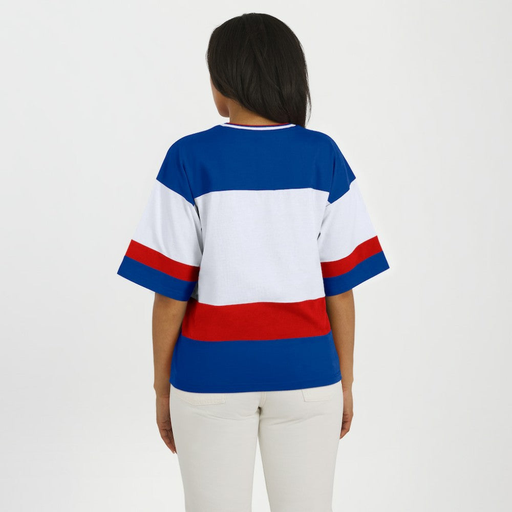 New York Rangers WEAR by Erin Andrews Women's Jersey Style Tee - Blue/White Jerseys