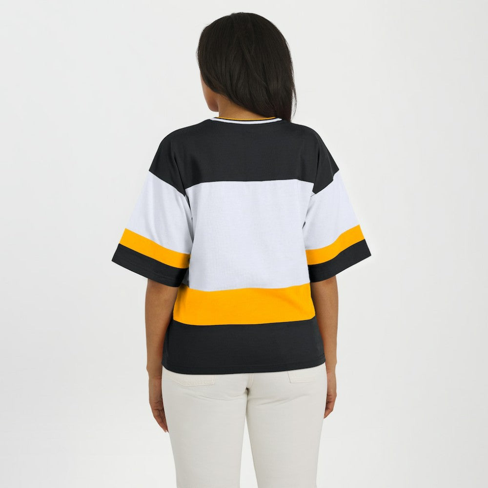 Pittsburgh Penguins WEAR by Erin Andrews Women's Jersey Style Tee - Black/White Jerseys