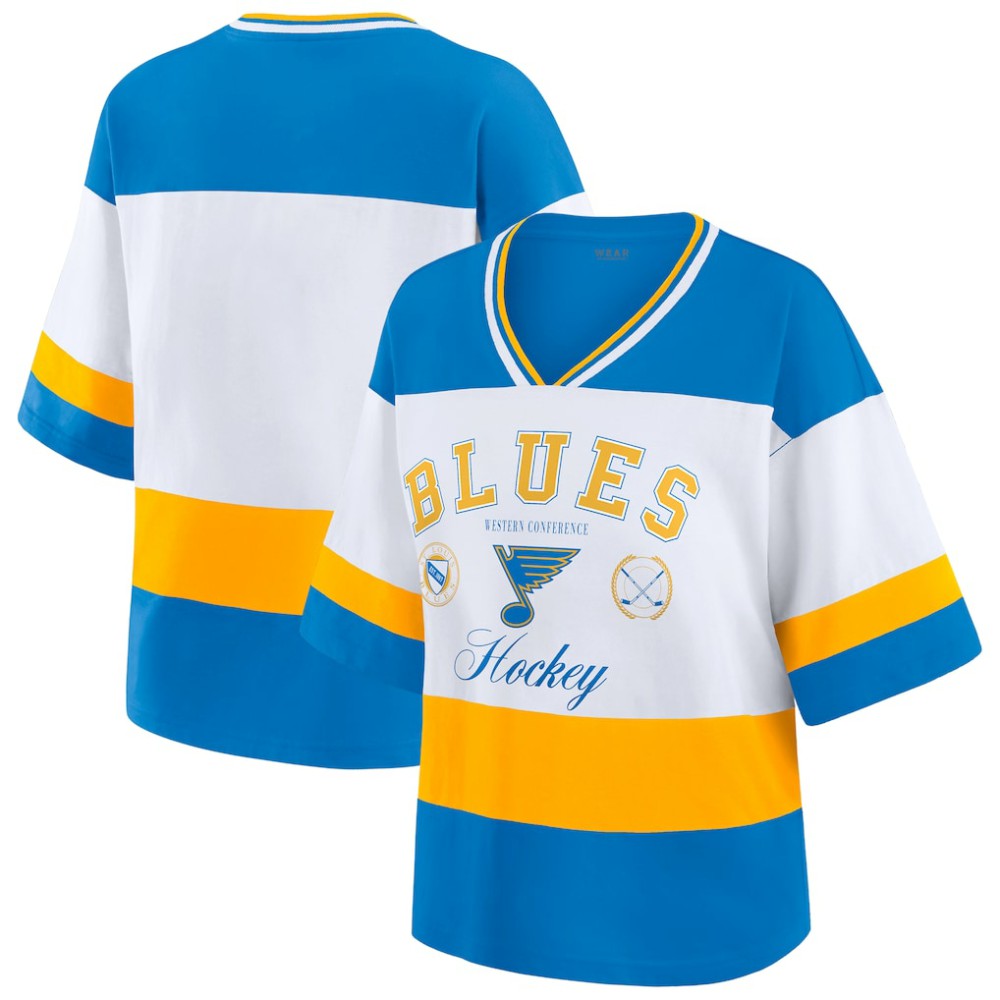 St. Louis Blues WEAR by Erin Andrews Women's Jersey Style Tee - Blue/White Jerseys