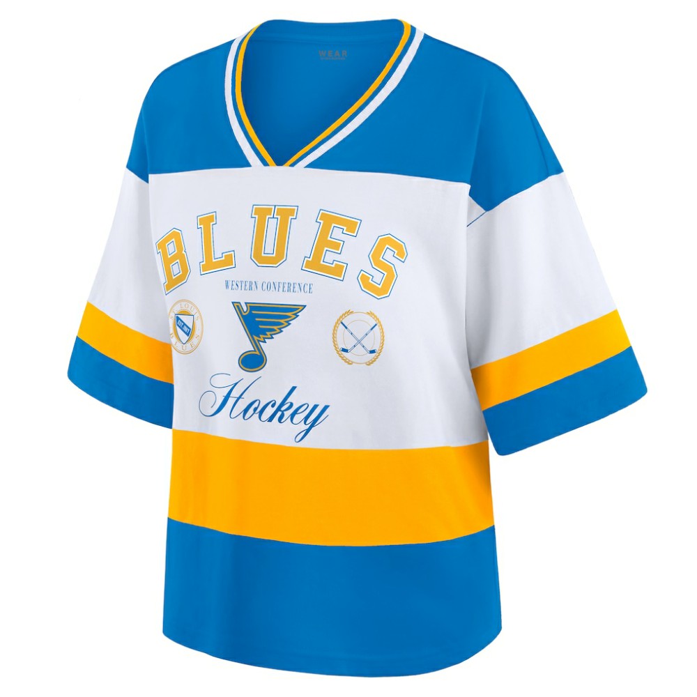 St. Louis Blues WEAR by Erin Andrews Women's Jersey Style Tee - Blue/White Jerseys