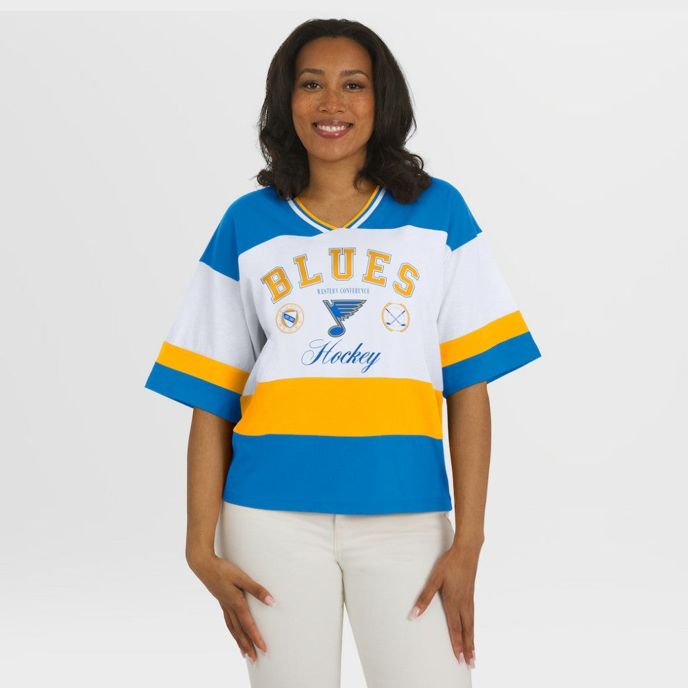 St. Louis Blues WEAR by Erin Andrews Women's Jersey Style Tee - Blue/White Jerseys