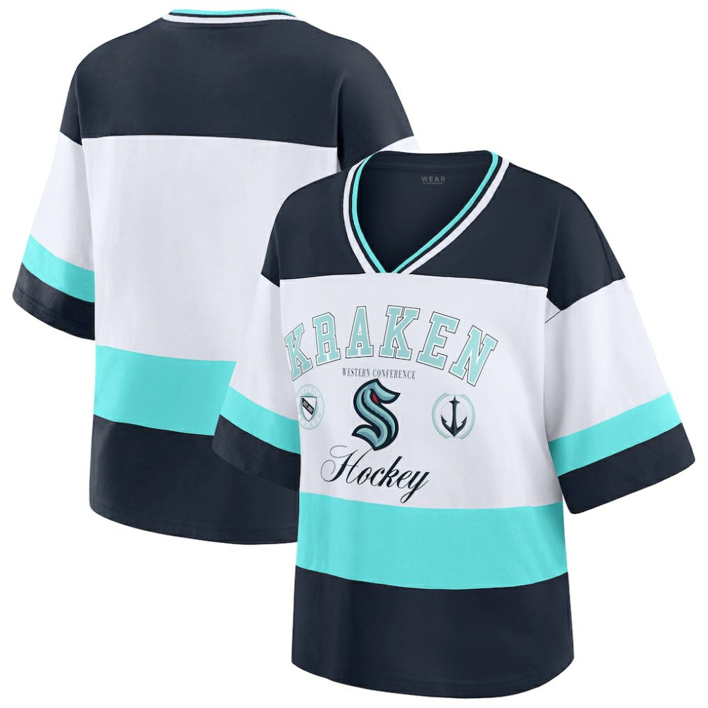 Seattle Kraken WEAR by Erin Andrews Women's Jersey Style Tee - Black/White Jerseys