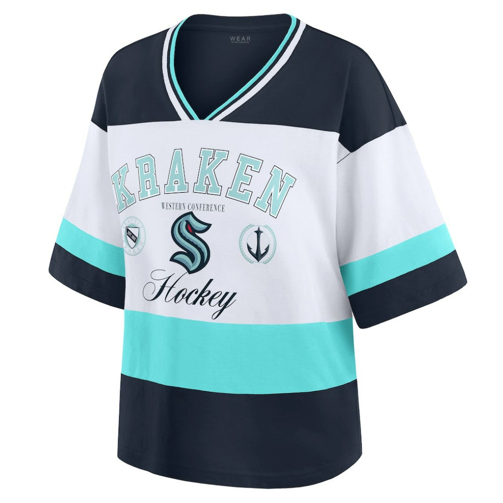 Seattle Kraken WEAR by Erin Andrews Women's Jersey Style Tee - Black/White Jerseys