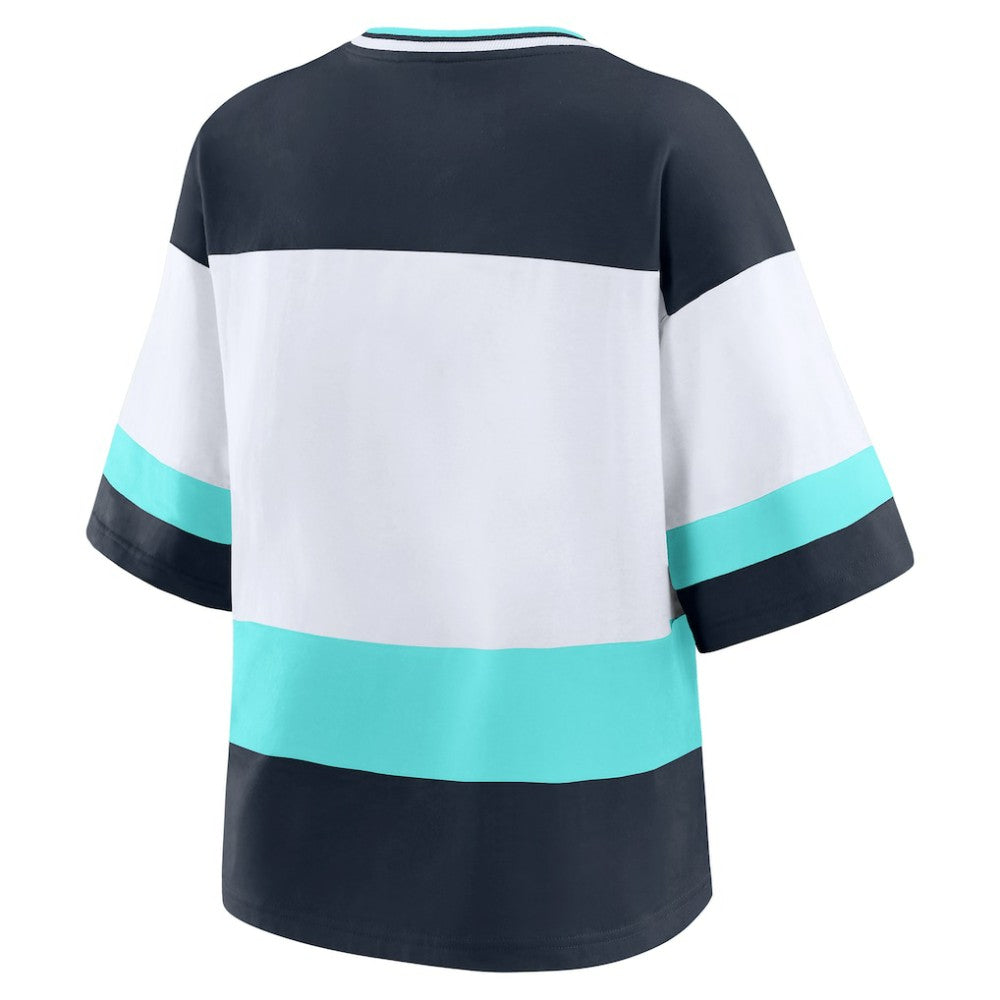 Seattle Kraken WEAR by Erin Andrews Women's Jersey Style Tee - Black/White Jerseys