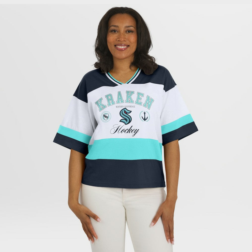 Seattle Kraken WEAR by Erin Andrews Women's Jersey Style Tee - Black/White Jerseys