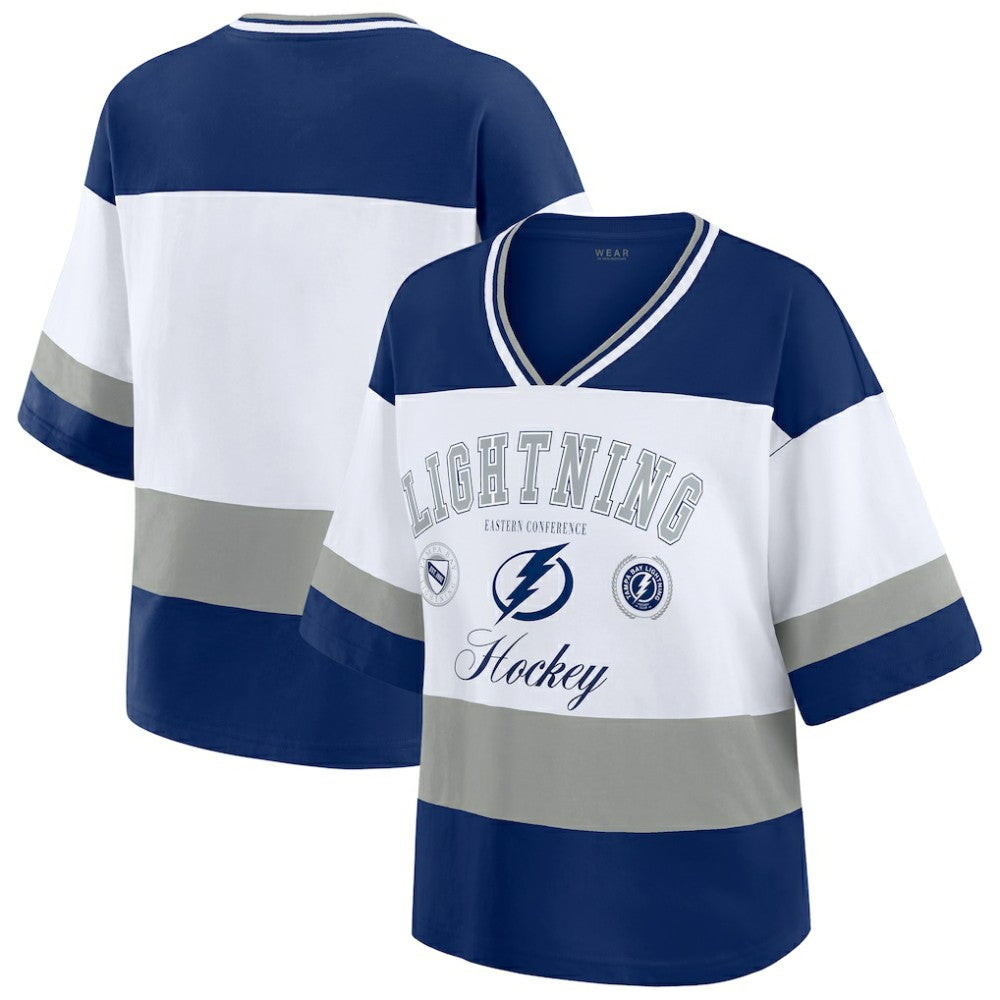 Tampa Bay Lightning WEAR by Erin Andrews Women's Jersey Style Tee - Blue/White Jerseys