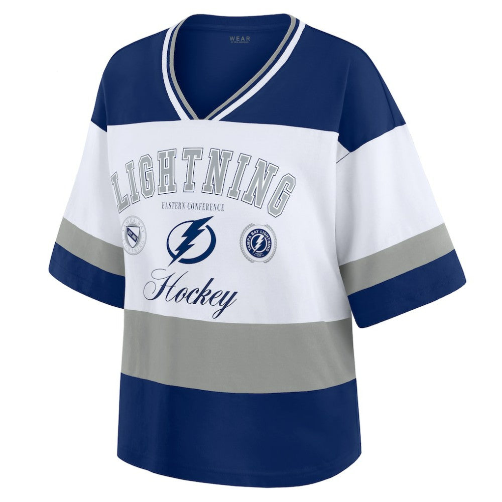 Tampa Bay Lightning WEAR by Erin Andrews Women's Jersey Style Tee - Blue/White Jerseys
