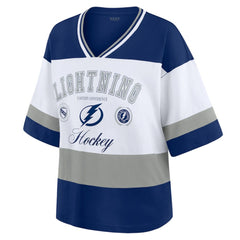 Tampa Bay Lightning WEAR by Erin Andrews Women's Jersey Style Tee - Blue/White Jerseys