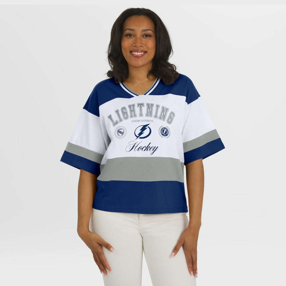 Tampa Bay Lightning WEAR by Erin Andrews Women's Jersey Style Tee - Blue/White Jerseys