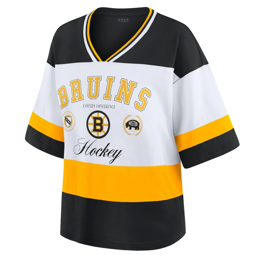 Boston Bruins WEAR by Erin Andrews Women's Jersey Style Tee - Black/White Jerseys