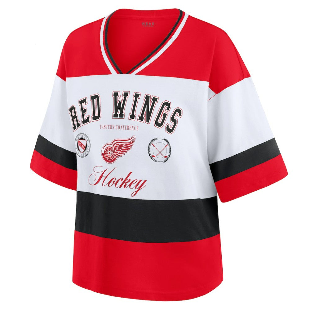Detroit Red Wings WEAR by Erin Andrews Women's Jersey Style Tee - Red/White Jerseys