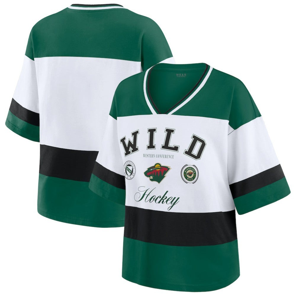 Minnesota Wild WEAR by Erin Andrews Women's Jersey Style Tee - Green/White Jerseys