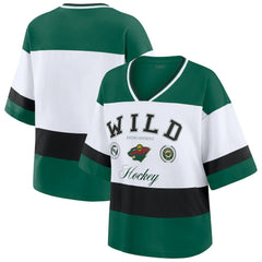 Minnesota Wild WEAR by Erin Andrews Women's Jersey Style Tee - Green/White Jerseys